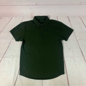 Bylt Drop Cut Lux Polo Shirt Sz L Large Tapered Short Sleeve Navy Green Stretch